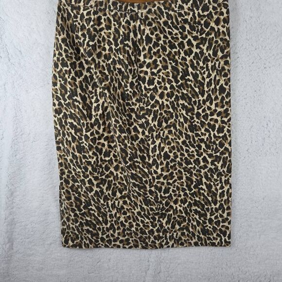 J. Crew Women's Leopard Print Career Pencil Midi Skirt Black Tan Size 4 - Picture 1 of 6